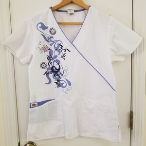 Dickies Women's Floral Tie Back Scrub Top Size S